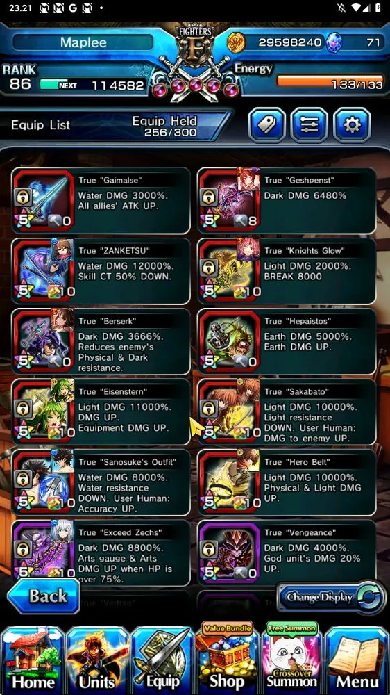 Grand Summoners Accounts Mid-Game Global|Rank 86|20 Ascend (WH FenTW,UP RoyTW,SanosukeTW,ShizuTW,KenshinTW,etc)+SpArt Shizu 5