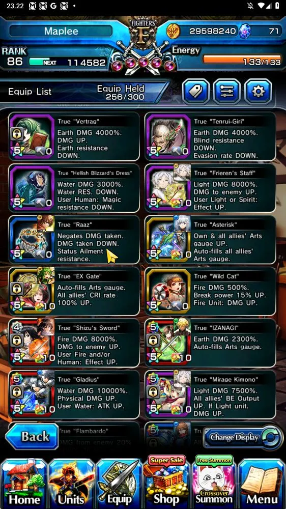 Grand Summoners Accounts Mid-Game Global|Rank 86|20 Ascend (WH FenTW,UP RoyTW,SanosukeTW,ShizuTW,KenshinTW,etc)+SpArt Shizu 6