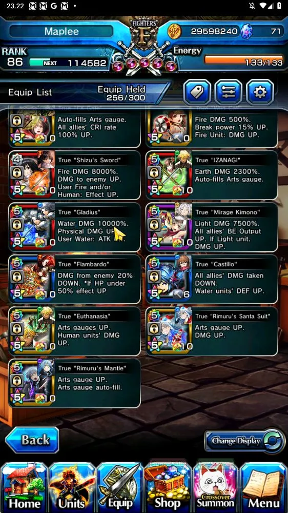 Grand Summoners Accounts Mid-Game Global|Rank 86|20 Ascend (WH FenTW,UP RoyTW,SanosukeTW,ShizuTW,KenshinTW,etc)+SpArt Shizu 7