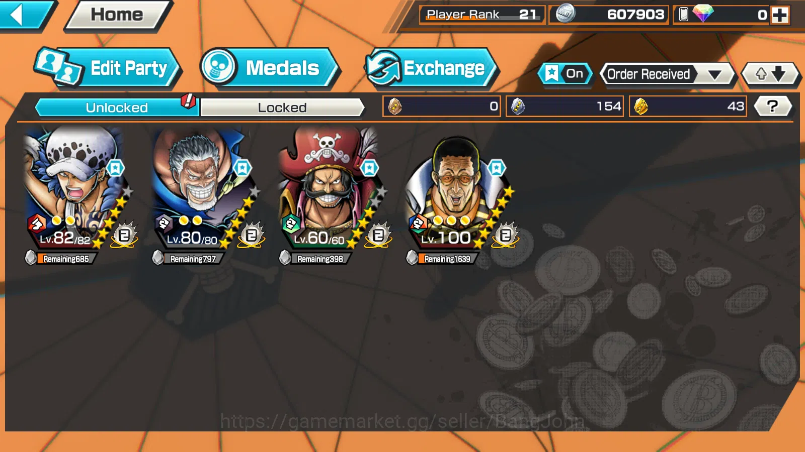 One Piece Bounty Rush Accounts Global | 4EX |WI Trafalgar Law,LG Monkey D.Grap ,K image 2