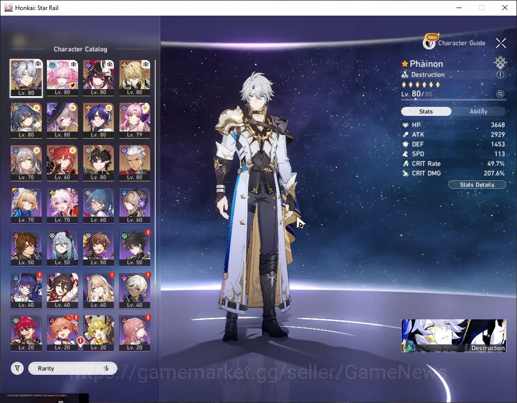 Honkai Star Rail Accounts Mid Game Asia|TL 67|8 Limited Phainon+Sign,Sparkle E1+Sign,Cyrene+Sign,TheHerta,Luocha 3