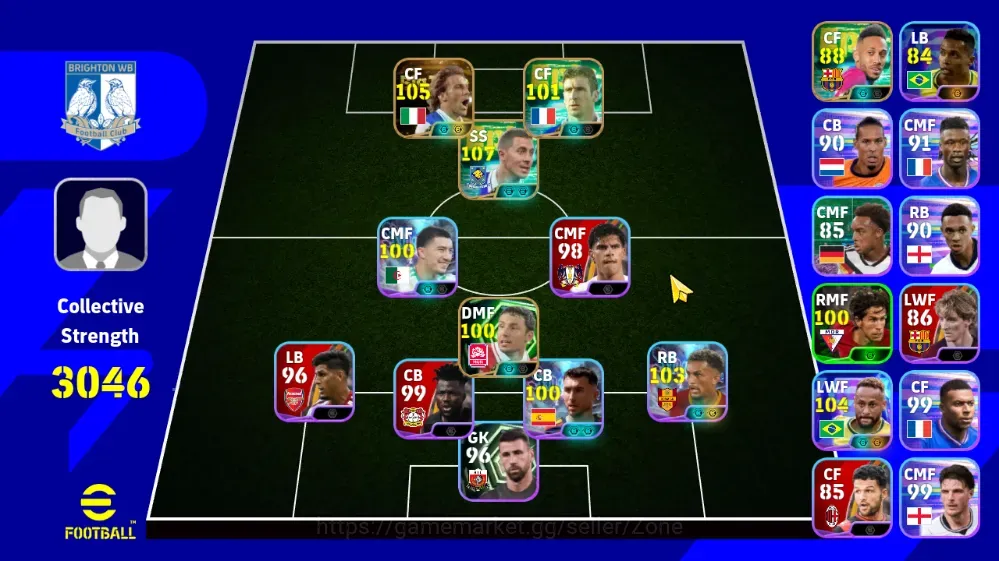 eFootball Accounts Legends & Iconic Players Mobile|PW 3046|Bigtime Del Piero, Epic Hazard, Cantona, Van Bommel|Showtime 1