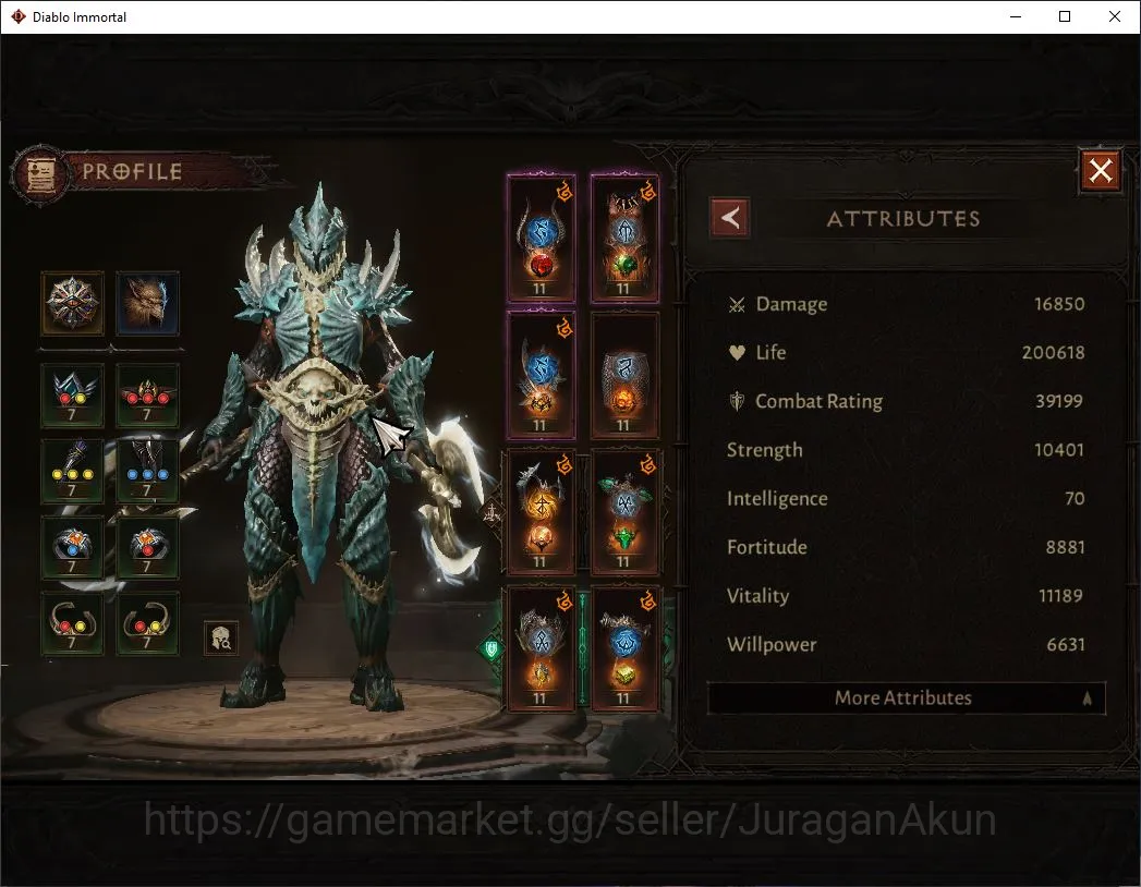 Diablo Immortal Accounts Mid-Tier NA - Burning Hells|Lv60(700) Barbarian|39K CR|Reso 300|Inferno II|Paragon Harbringer|1 4
