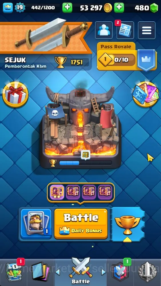 Clash Royale Accounts Starter Lvl 19|Trophy 1751|Best Starter|KTL 8|Card 39|1 EVO,6 Epic,17 Rare,16 Common|Gems