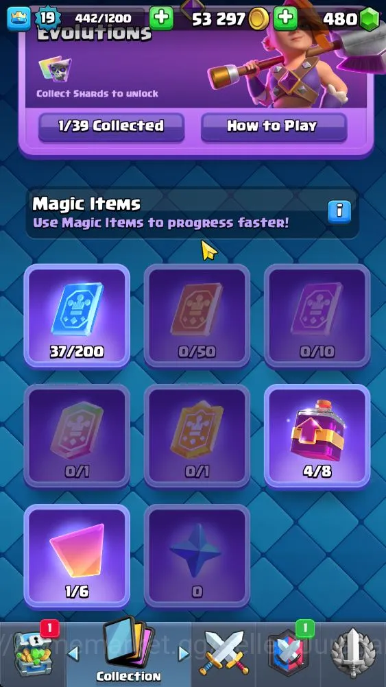 Clash Royale Accounts Starter Lvl 19|Trophy 1751|Best Starter|KTL 8|Card 39|1 EVO,6 Epic,17 Rare,16 Common|Gems 4