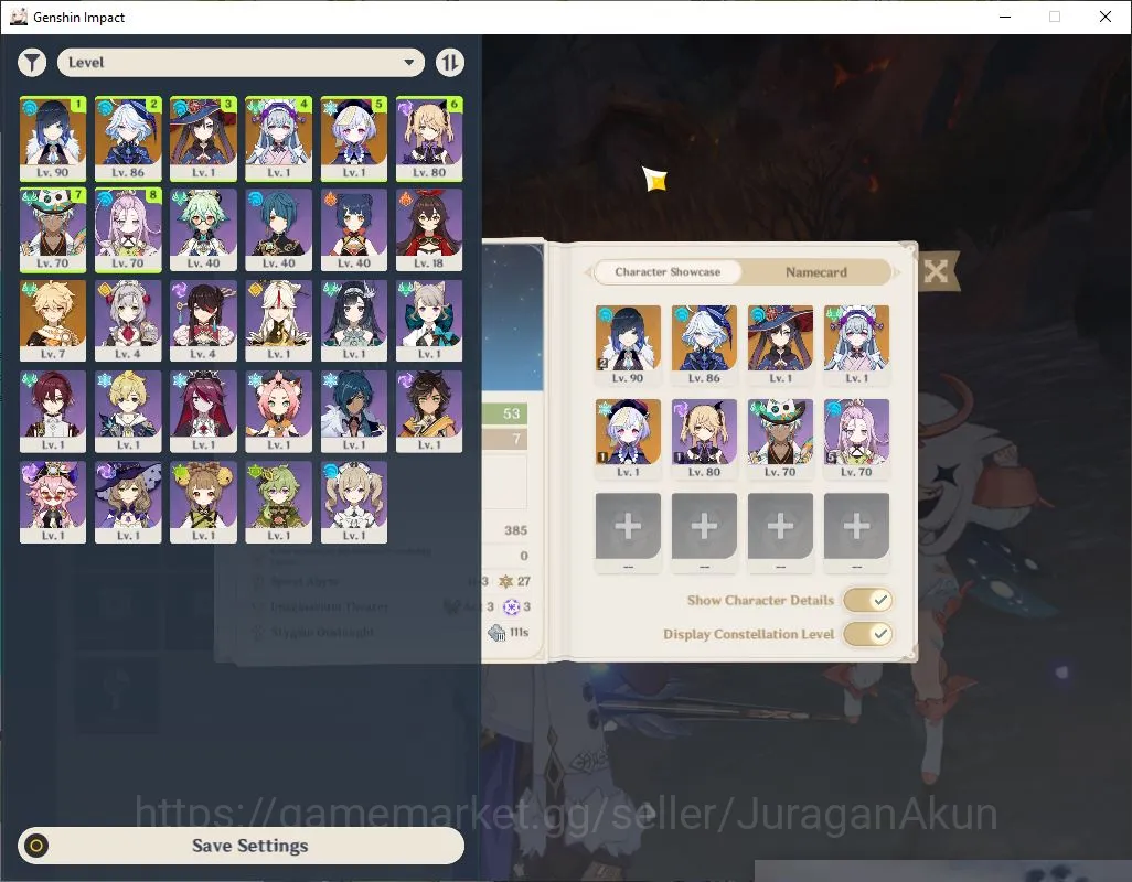 Genshin Impact Accounts Mid Game ASIA|AR 53 | 2 Limited + 5[5*Weapon]|Yelan C2,Furina+Sign |MC Male|Take Email|Check 5