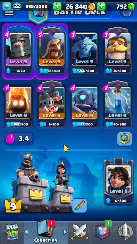 Clash Royale Accounts Starter Lvl 22|Trophy 3004|KTL 9|Fresh Starter|Limited Skin|Card 59| 3 Evo, 14 Epic, 23 Rare, 22 4