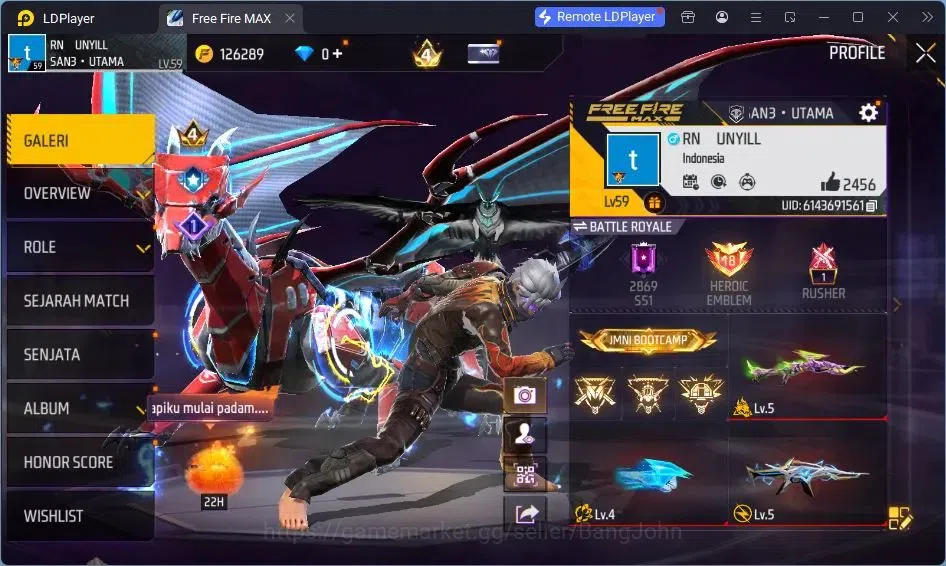 Free Fire Accounts Indonesia | Vault 218| EVO-M1014 DRACO| EVO-XM8 DE image 2