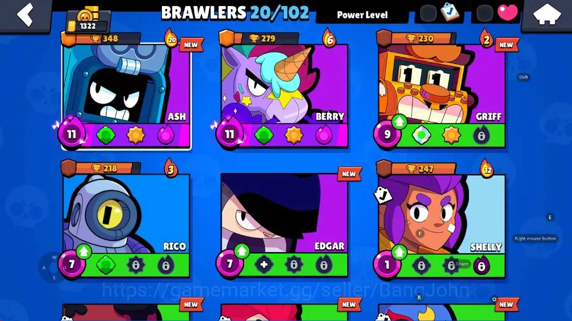 Brawl Stars Accounts Android | 1322 Thropy|20 Brawler-2 Max Lv(Ash,Berr image 5