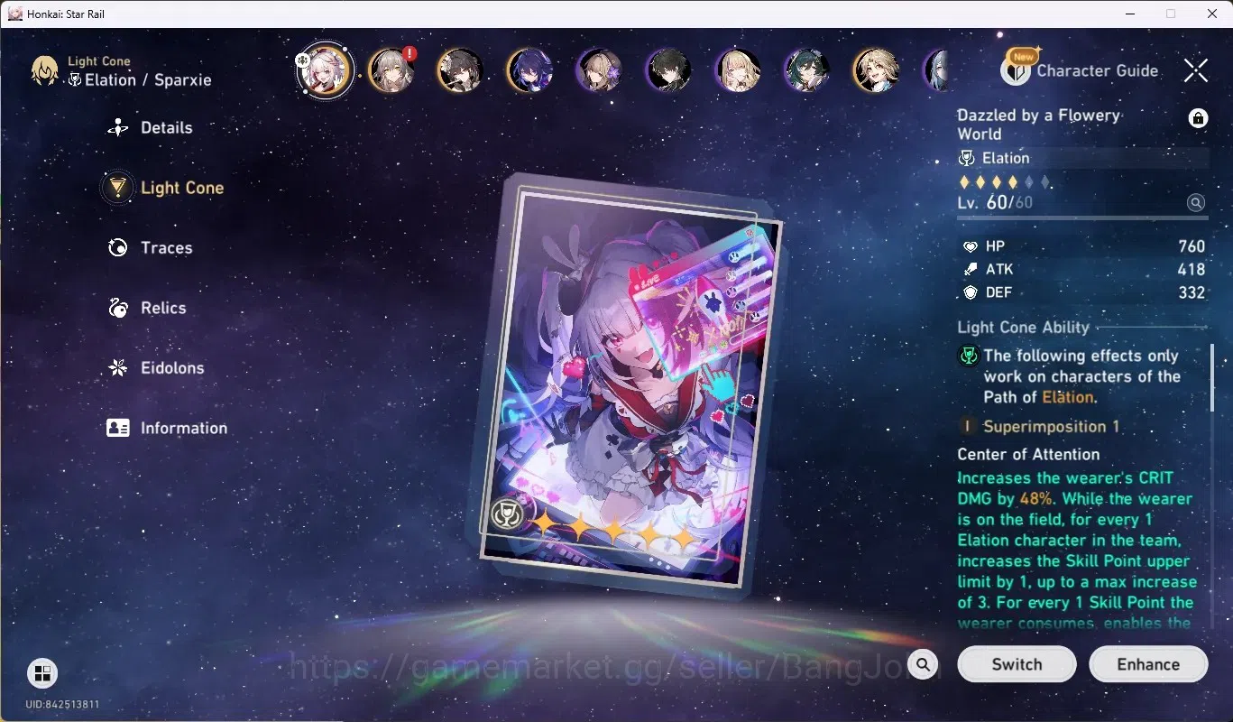 Honkai Star Rail Accounts Others ASIA| TL 50 | 6 Limited [(Sparxie+Sign),Selee E1,Dan Heng-Perm,Yao Guang,Sparkle,Ruan 4