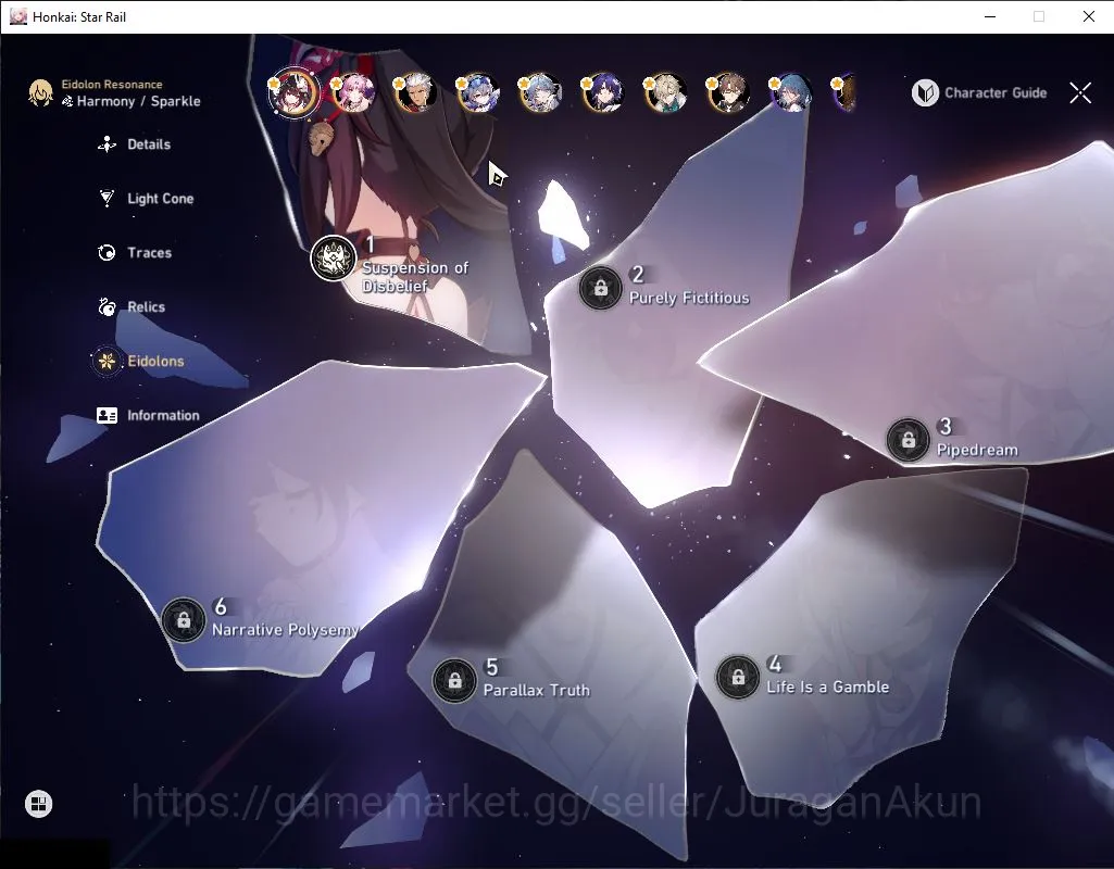 Honkai Star Rail Accounts Mid Game ASIA|TL 70|19 Limited|[Castorice E1,Sparkle E1,Robin,TheHerta,Jingliu]+Sign 4