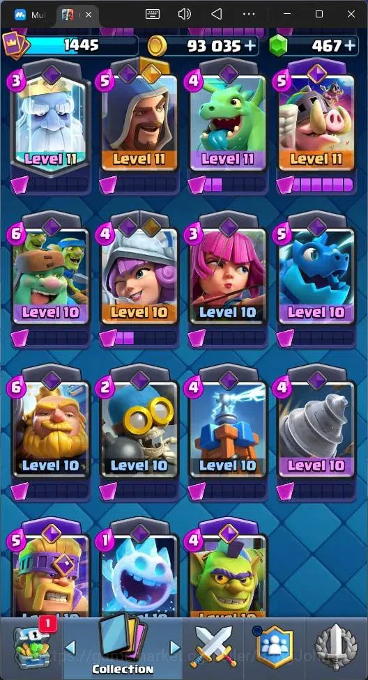 Clash Royale Accounts High-End Global |CL 1445|KTL 14|Trophy 10899|121 Cards|2 Max|8 Champ|3 Hero|9 Evo|Arena 26|467 12