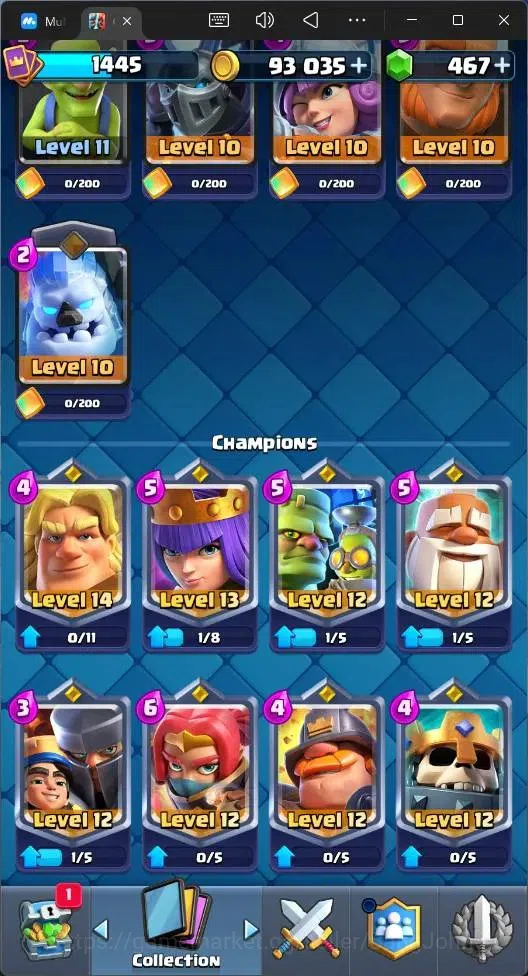 Clash Royale Accounts High-End Global |CL 1445|KTL 14|Trophy 10899|121 Cards|2 Max|8 Champ|3 Hero|9 Evo|Arena 26|467 14