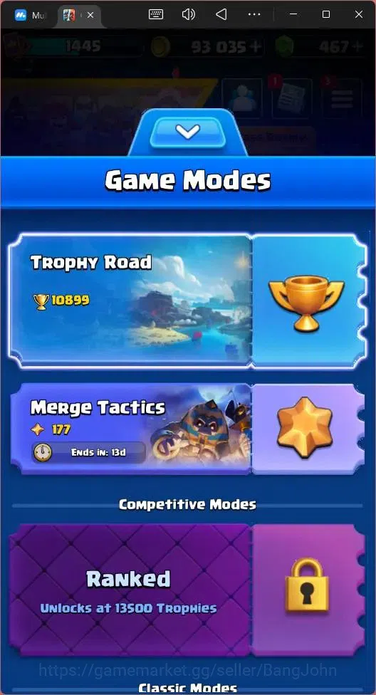 Clash Royale Accounts High-End Global |CL 1445|KTL 14|Trophy 10899|121 Cards|2 Max|8 Champ|3 Hero|9 Evo|Arena 26|467 2