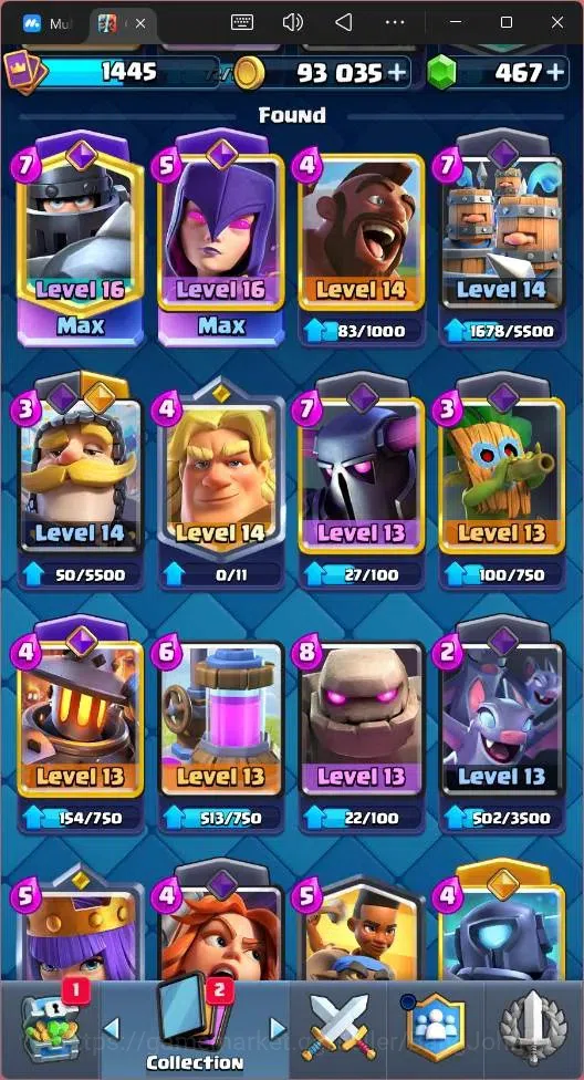 Clash Royale Accounts High-End Global |CL 1445|KTL 14|Trophy 10899|121 Cards|2 Max|8 Champ|3 Hero|9 Evo|Arena 26|467 8