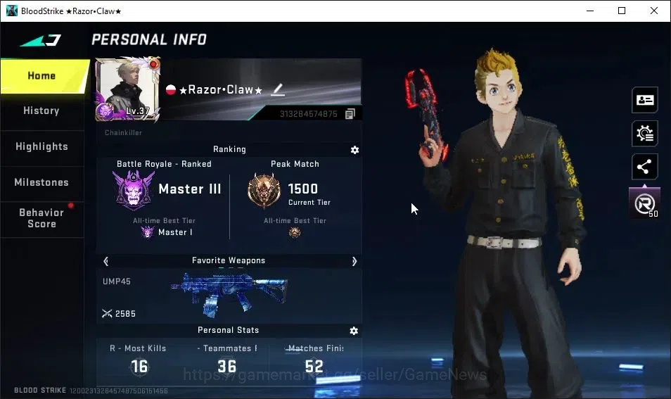 Blood Strike Accounts ASIA|ETERNAL Desert Eagle-Scorpius|Collab TokRev[M image 2