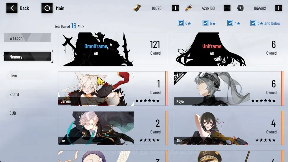 Punishing: Gray Raven Accounts Starter NA | 10K BC + 3K GoldenCard + 8K BlueCard | LuciaCW, Camu, Feral | Chapter 2 |Char 5