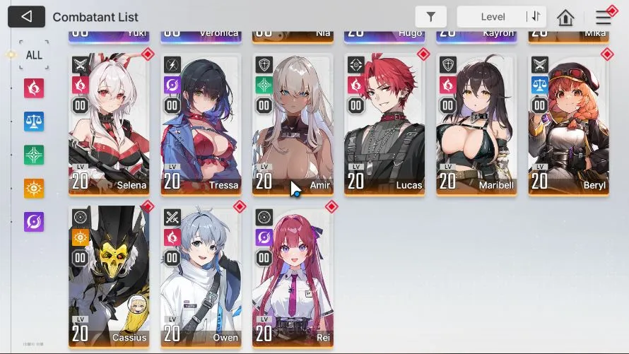 Chaos Zero Nightmare Accounts GLOBAL LV26| 4SSR(YukiM1 Veronica Hugo Kayron)+ 11SR (LucasM3,SelenaM1,Etc 2
