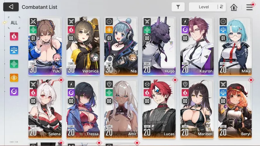 Chaos Zero Nightmare Accounts GLOBAL LV26| 4SSR(YukiM1 Veronica Hugo Kayron)+ 11SR (LucasM3,SelenaM1,Etc 5