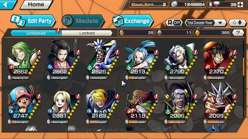 One Piece Bounty Rush Accounts Starter Global | Starter | Low Progress | 3 META EX | S-Snake, Kozuki Oden ,Kuzan | Rank 2 2