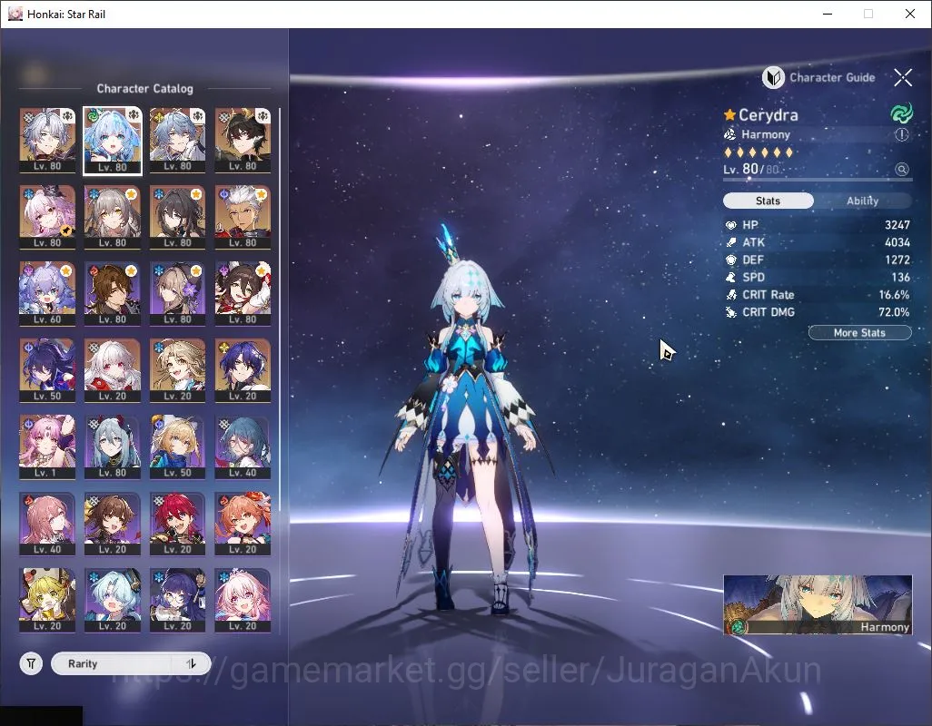 Honkai Star Rail Accounts Mid Game ASIA|TL 68|8 Limit|[Phainon,Cerydra,Dante,Archer]+Sign 2