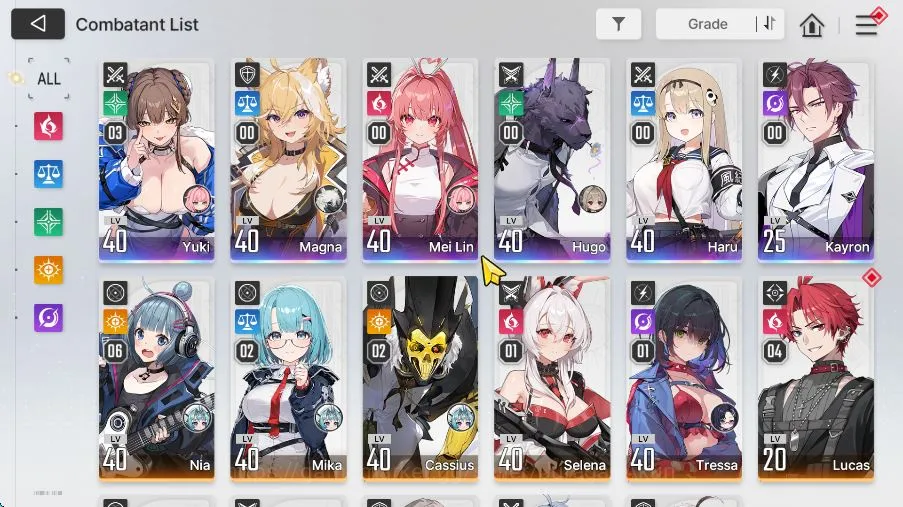 Chaos Zero Nightmare Accounts GLOBAL Lv40|6 SSR(YukiM3,Haru,Magna,Mei Lin,Kayron,Hugo)+11SR Combatant,23 SR Partners|2K 2