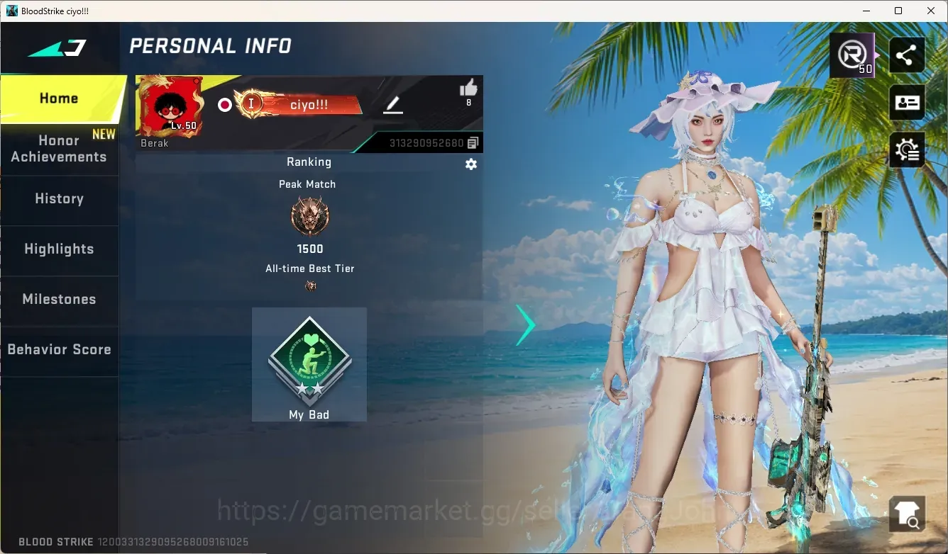 Blood Strike Accounts Others ASIA|3 Eternal Gun:AUG-Requiem&Empyrean,MP7-Tidesong|Evo:Fal-Evolved|3 Collab Gun|11 Ultra 1