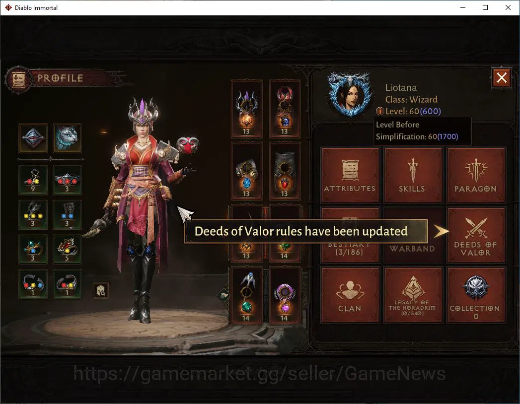 Diablo Immortal Accounts SEA - vasily|Lv60(600)|Wizard|34k CR|Reso 600| Par image 3