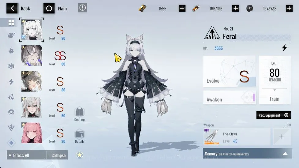 Punishing: Gray Raven Accounts Mid-Game ASIA|Lilith Daemon+Coat(New Life)+Sign, Nanami ST+Sign, Lucia CW+Sign|Weap&Char 5