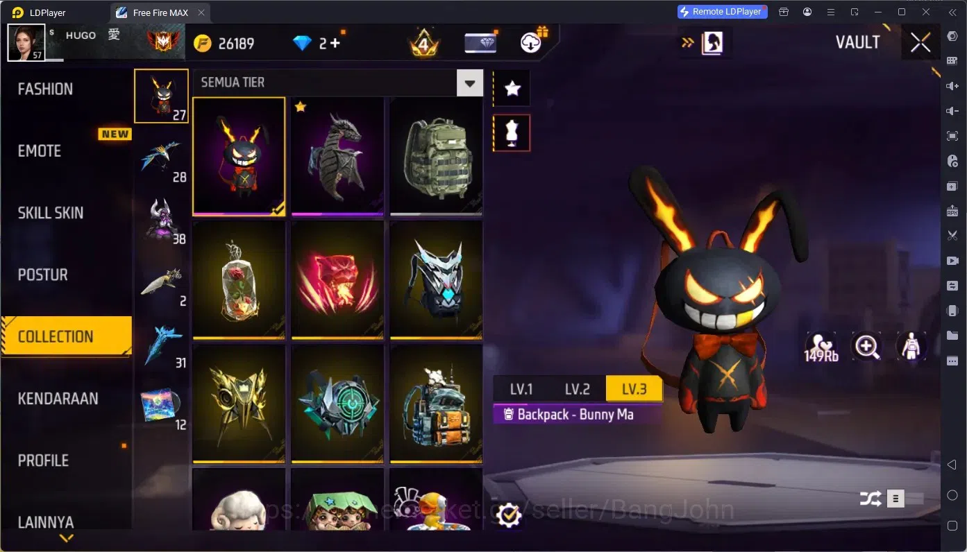 Free Fire Accounts Indonesia | M1887 Bunny's Order | 2 Evo (M4A1 Infe image 17
