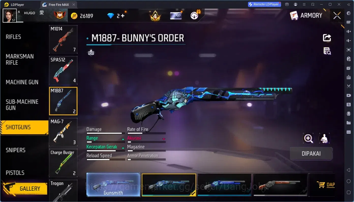 Free Fire Accounts Indonesia | M1887 Bunny's Order | 2 Evo (M4A1 Infe image 3