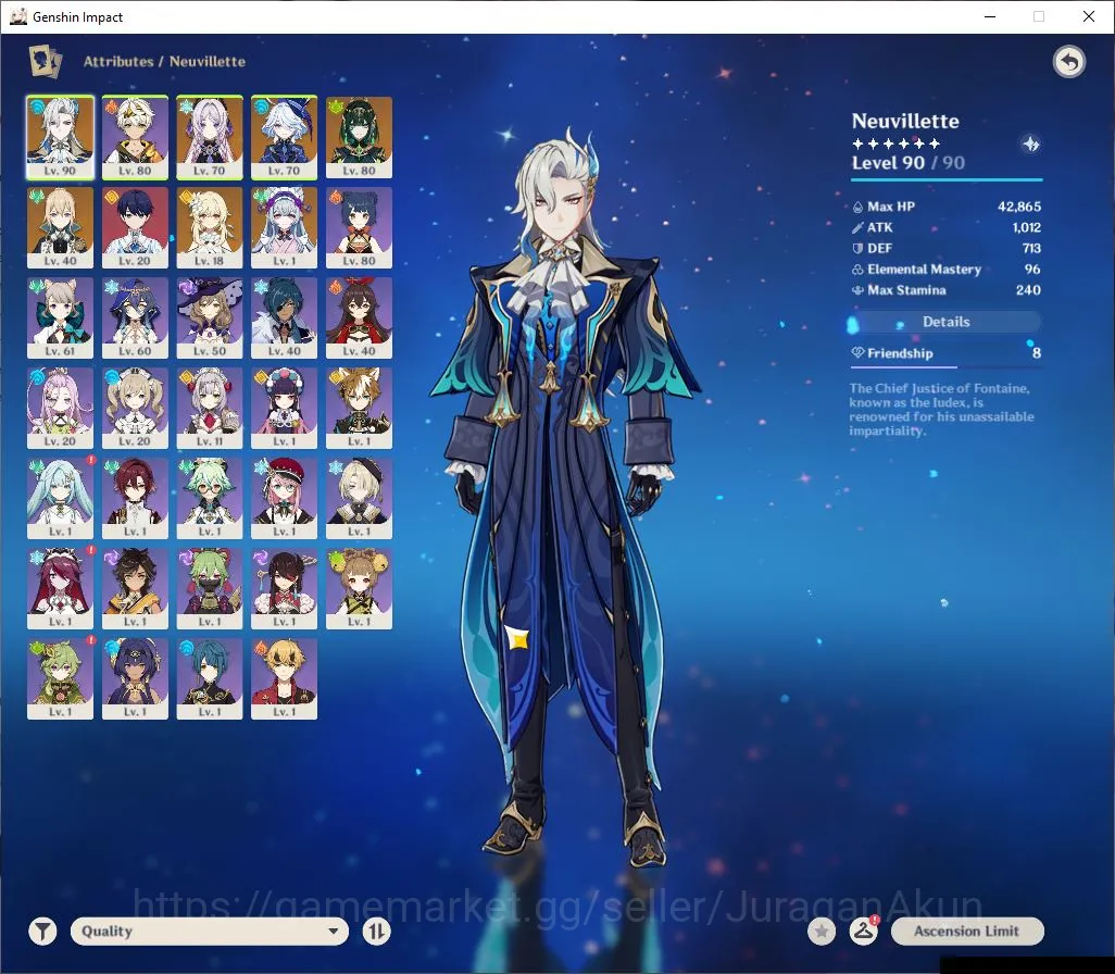 Genshin Impact Accounts Mid Game ASIA | AR 51 | 4 Limited | Neuvillette,Furina,Nefer,Citlali | Jean,Mizuki | MC Female 5