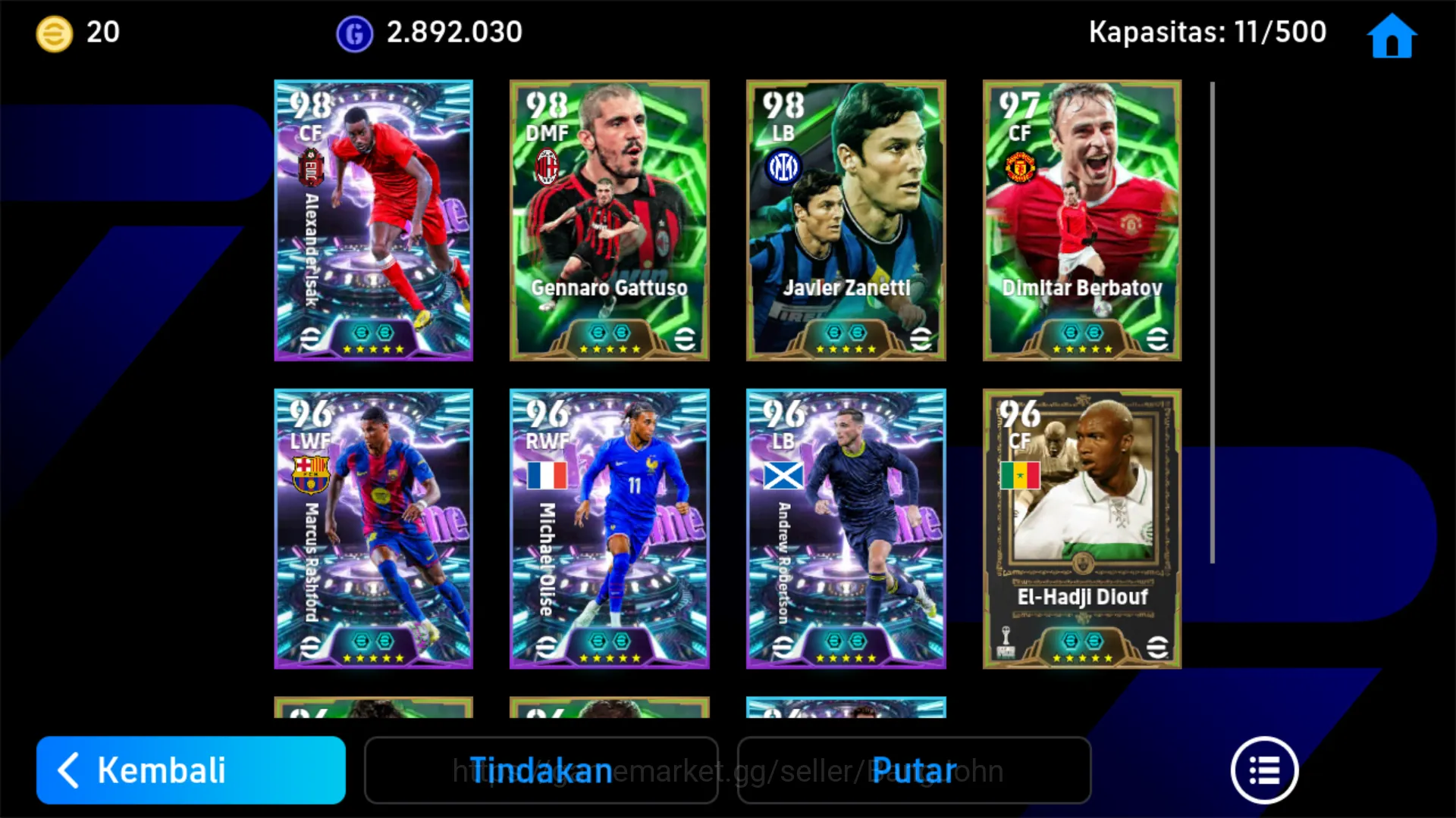 eFootball Accounts Others Power 3145 | Isak Show time , Gattuso Epic db , Berbatov , Inzaghi , Zanetti EFB485B 3