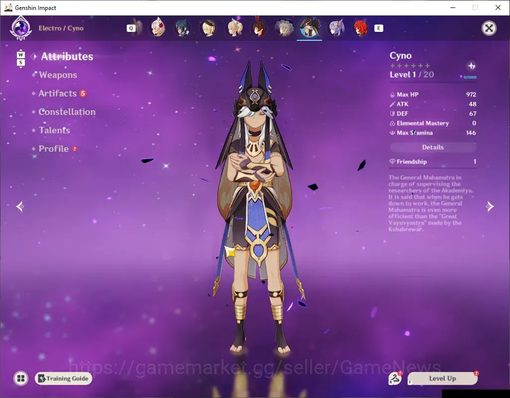 Genshin Impact Accounts Reroll Asia|AR 21|2 Limited (Alhaitham,Cyno) + 2 Standard Char(Diluc,Keqing)|Low Main Quest|Male 4