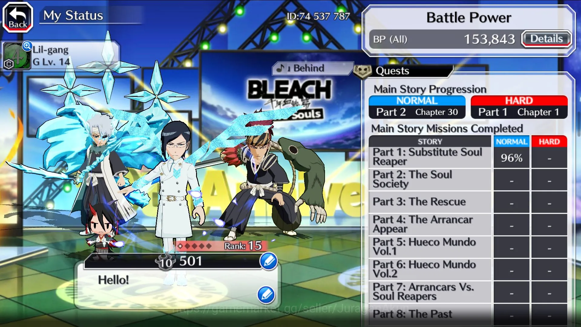 Bleach: Brave Souls Accounts Mid-Tier [GLOBAL]Fresh Story+12.4K Orbs|3 Max Transcend(TYBW25=Uryu&Renji,Toshiro 2