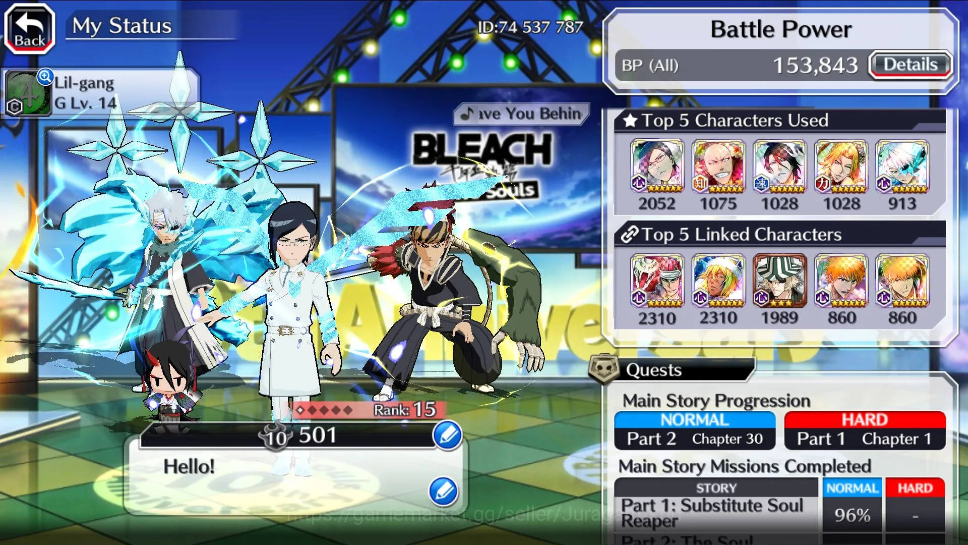 Bleach: Brave Souls Accounts Mid-Tier [GLOBAL]Fresh Story+12.4K Orbs|3 Max Transcend(TYBW25=Uryu&Renji,Toshiro 3