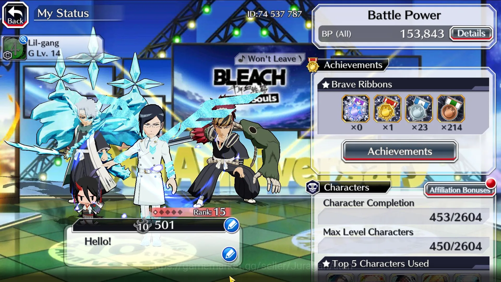 Bleach: Brave Souls Accounts Mid-Tier [GLOBAL]Fresh Story+12.4K Orbs|3 Max Transcend(TYBW25=Uryu&Renji,Toshiro 4
