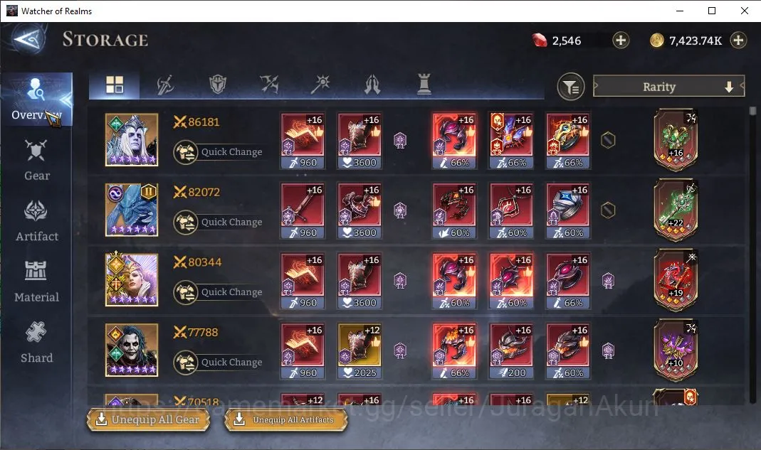 Watcher of Realms Accounts Mid-Tier Global 600xx|2,2M Power|5Lord[Ingrid,Laya,Etc]+2 Unnamable [Ymiret,Ajax]+30 5