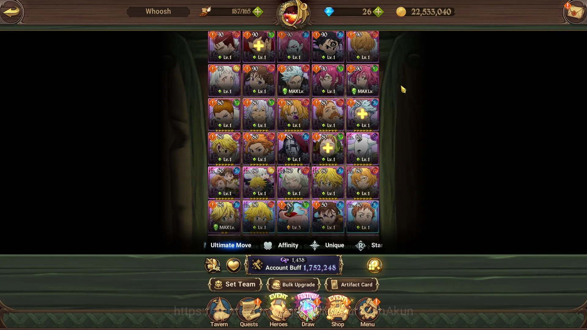 The Seven Deadly Sins: Grand Cross Accounts Midgame Asia|1,7M CC|1 LR+6 2