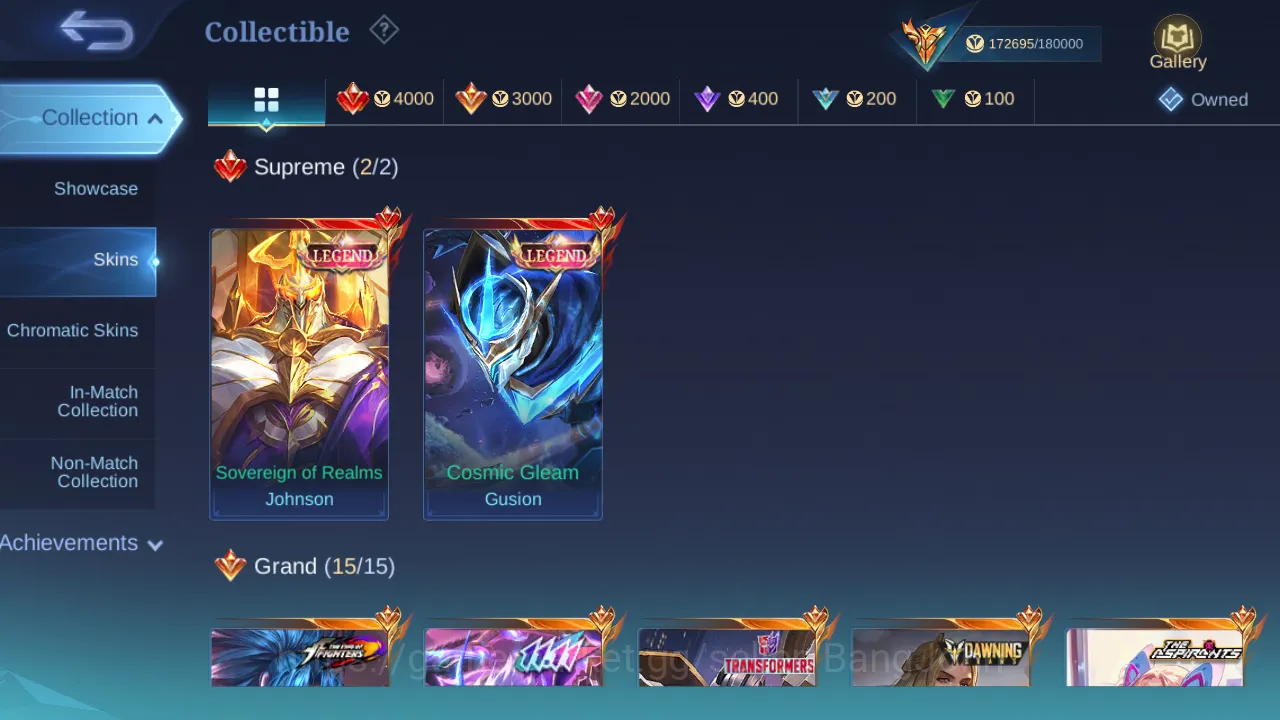 Mobile Legends: Bang Bang Accounts Others Hero 130 | Skin 442 | Tas Tas | Legend Gusion | Legend Jhonson | Dawning Lancelot 3