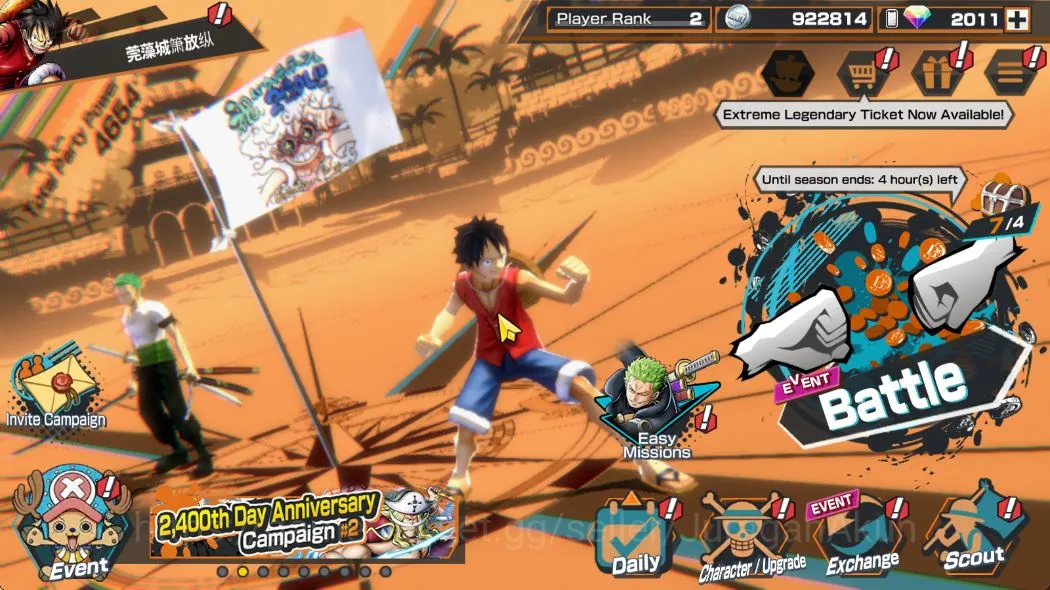 One Piece Bounty Rush Accounts Starter Global|Best Starter|3 META Extreme [Battle of Monsters Kaido,Kuzan,Edward