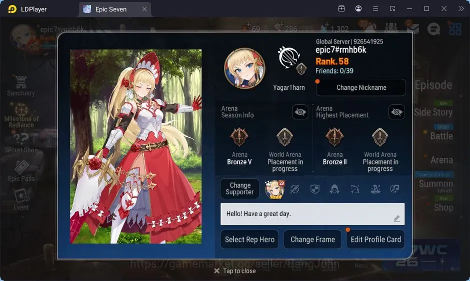Epic Seven Accounts High-End Global Unverif |9 ML(Harsetti,C Lilias,J Kise,A Elena,B Hwayoung,Etc)|PoH+Bless ON|Stigma 1