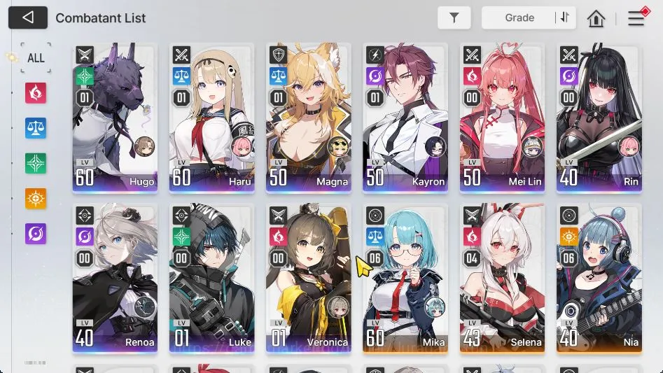 Chaos Zero Nightmare Accounts GLOBAL|Lv 51|9 SSR(HaruM1,HugoM1,KayronM1,MagnaM1,Etc) + 11 SR(MikaM6,Etc) + 23 SR 5