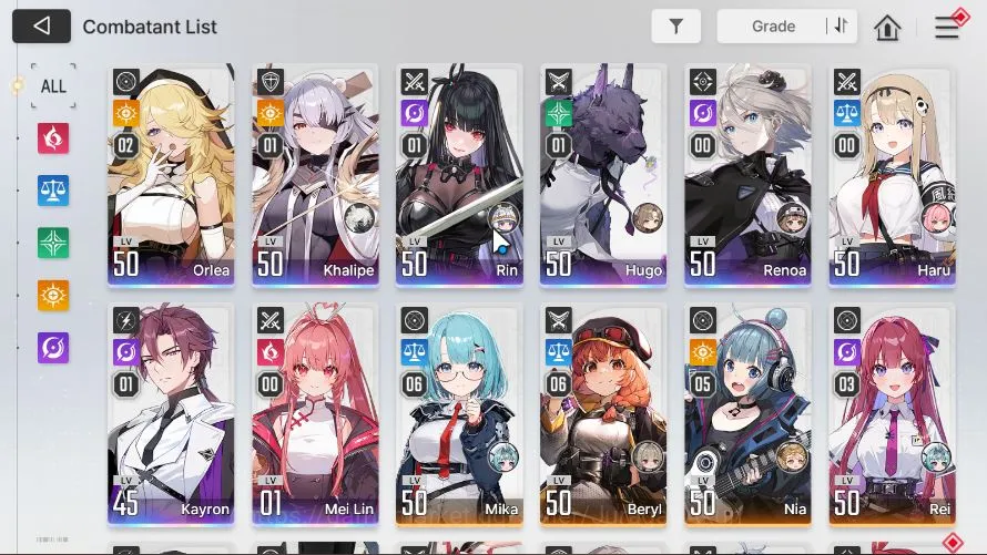 Chaos Zero Nightmare Accounts GLOBAL 8SSR(OrleaM2 KhalipeM1 RinM1 HugoM1 Renoa Haru KayronM1 Meilin)+11SR 3
