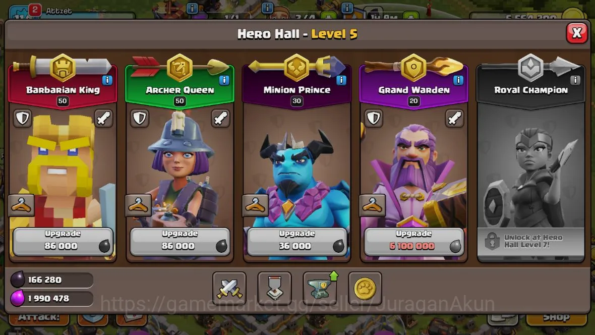 Clash of Clans Accounts Mid-Tier TH 12-BH8|LV114|League Wizard10 |HH7|BK 50,AQ 50,GW 20,MP 30,RC 0|CN ON|Protect OFF |TAKE 2