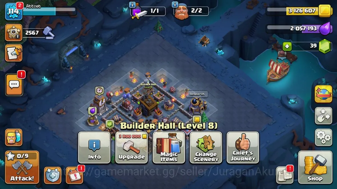 Clash of Clans Accounts Mid-Tier TH 12-BH8|LV114|League Wizard10 |HH7|BK 50,AQ 50,GW 20,MP 30,RC 0|CN ON|Protect OFF |TAKE 3
