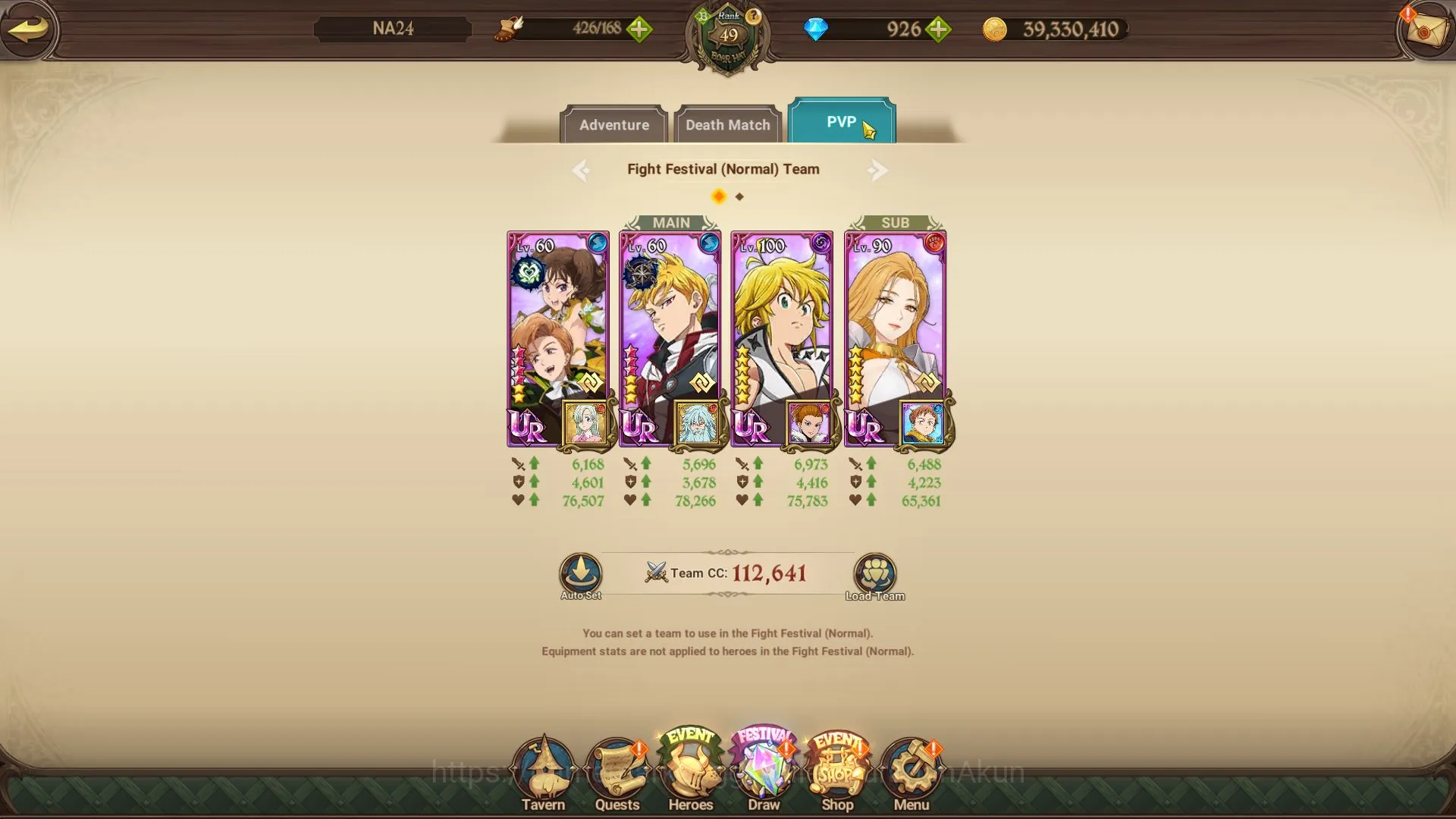 The Seven Deadly Sins: Grand Cross Accounts Starter Global | Starter | 1M CC,Ch 5 | 3 UR+926 Gems | KingDiane,Demon King 3