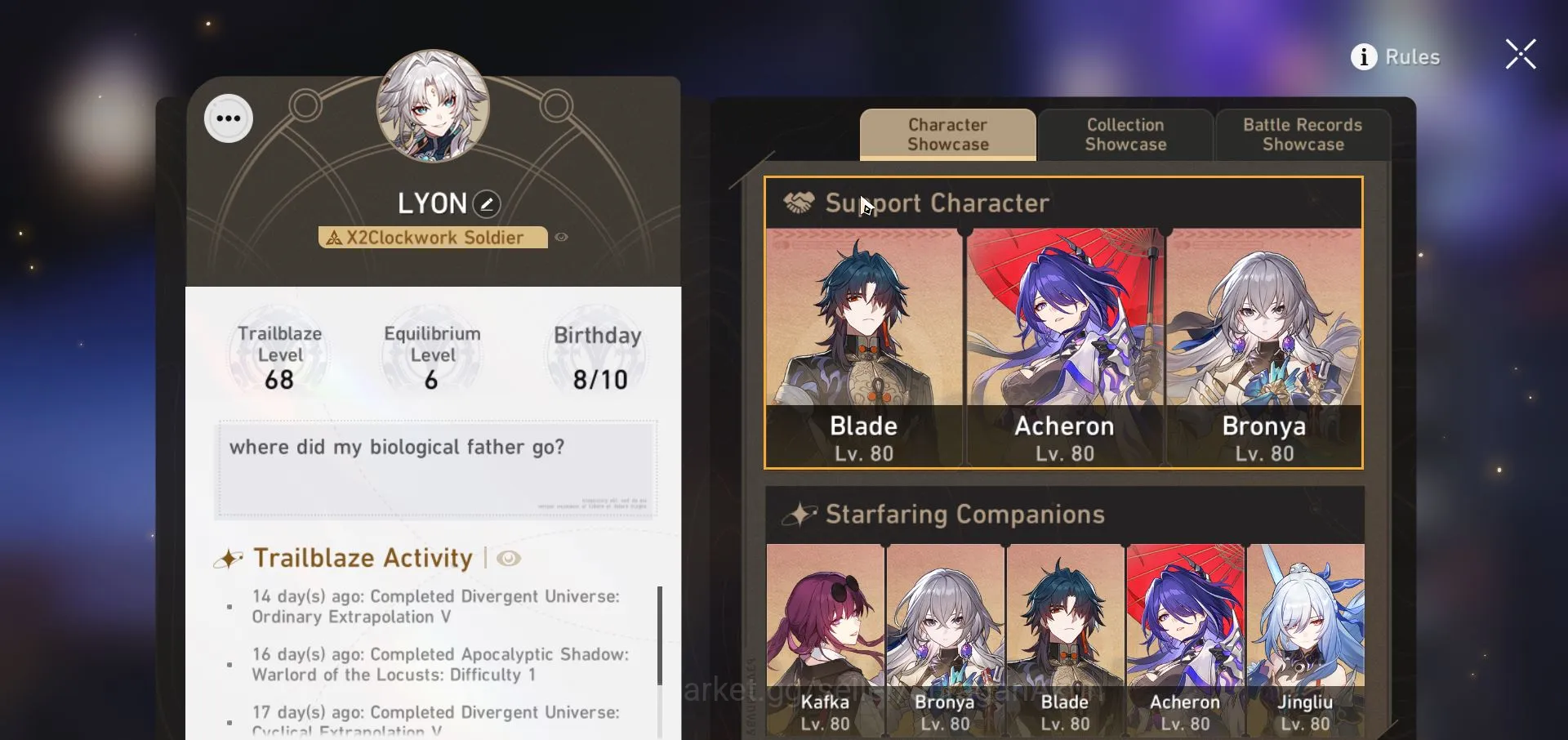Honkai Star Rail Mid Game ASIA [TL68] 9 Limited (Acheron+Sign, Firefly+Sign  image 1