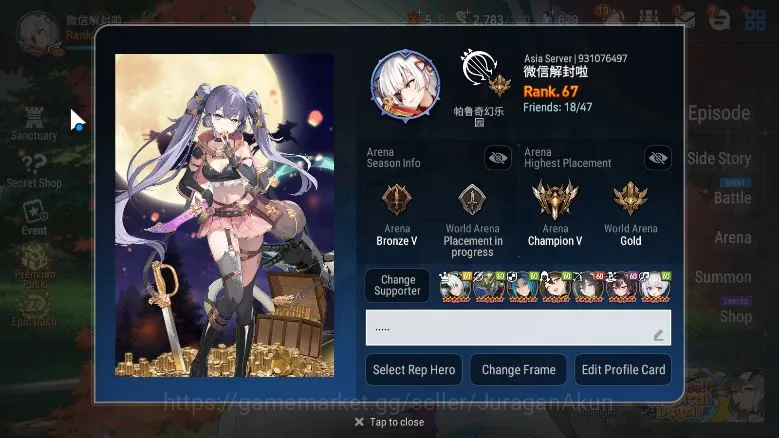 Epic Seven Accounts Mid-Tier Asia Unverif|13ML(Fallen Cecilia,DP Aria,MA Kenetc)203Char Abigail,Cermia,Hwayoung,etc|POH