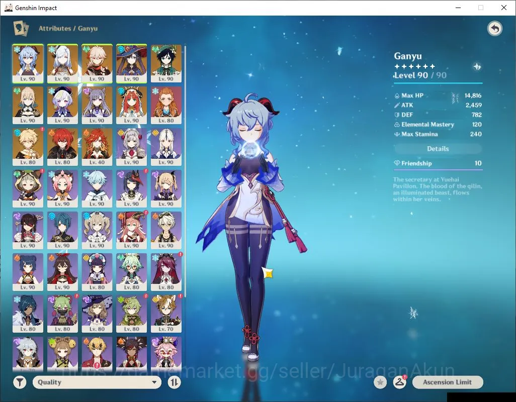 Genshin Impact Accounts End Game ASIA|AR 60| 6 Limited+9 [5 Star Weapon]|C3 Ganyu,C1 3